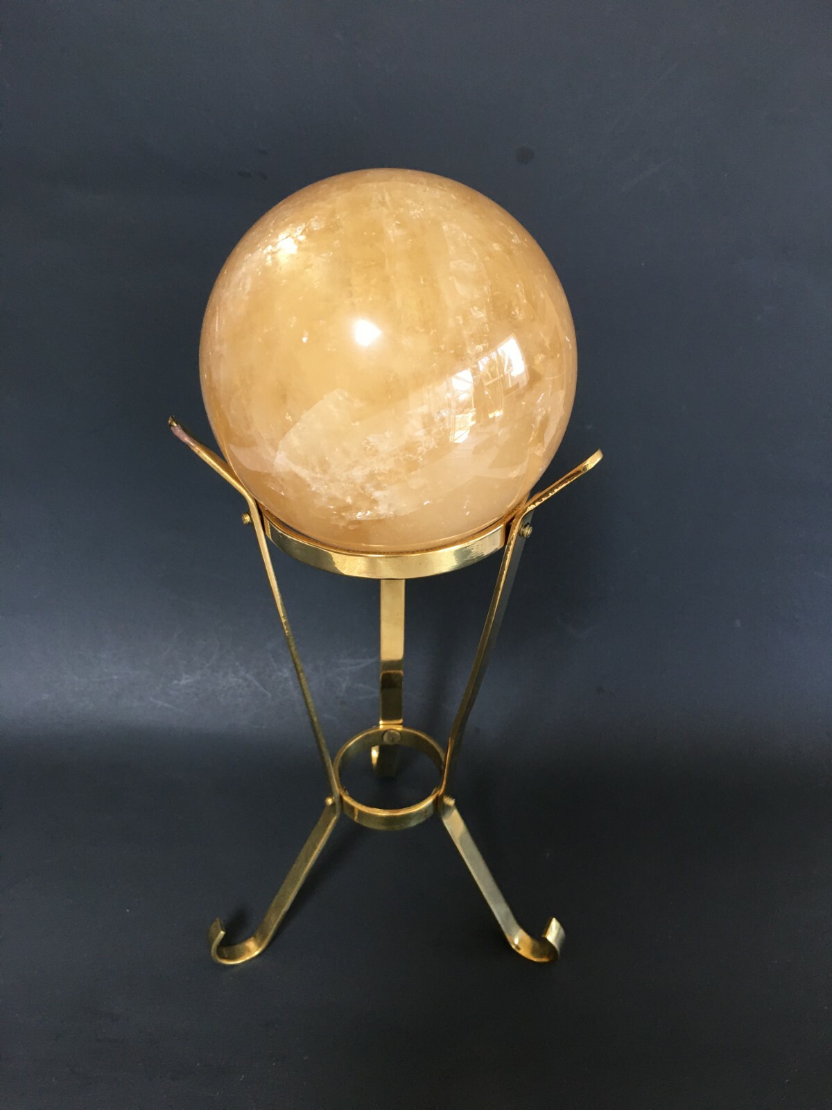 Brass 10″ H. Sphere Holder, Gemstone Display, Stand. Approx.3″ Diameter