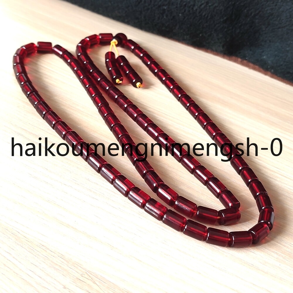 10mm Natural Red Amber Bead Prayer Mala Necklace 30inch