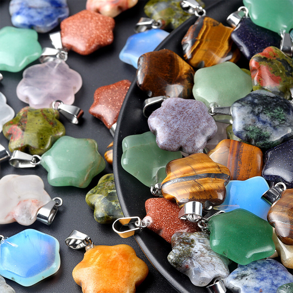 20mm Flower Shaped Pendant Crystal Stone Gemstone Beads for Jewelry Making DIY