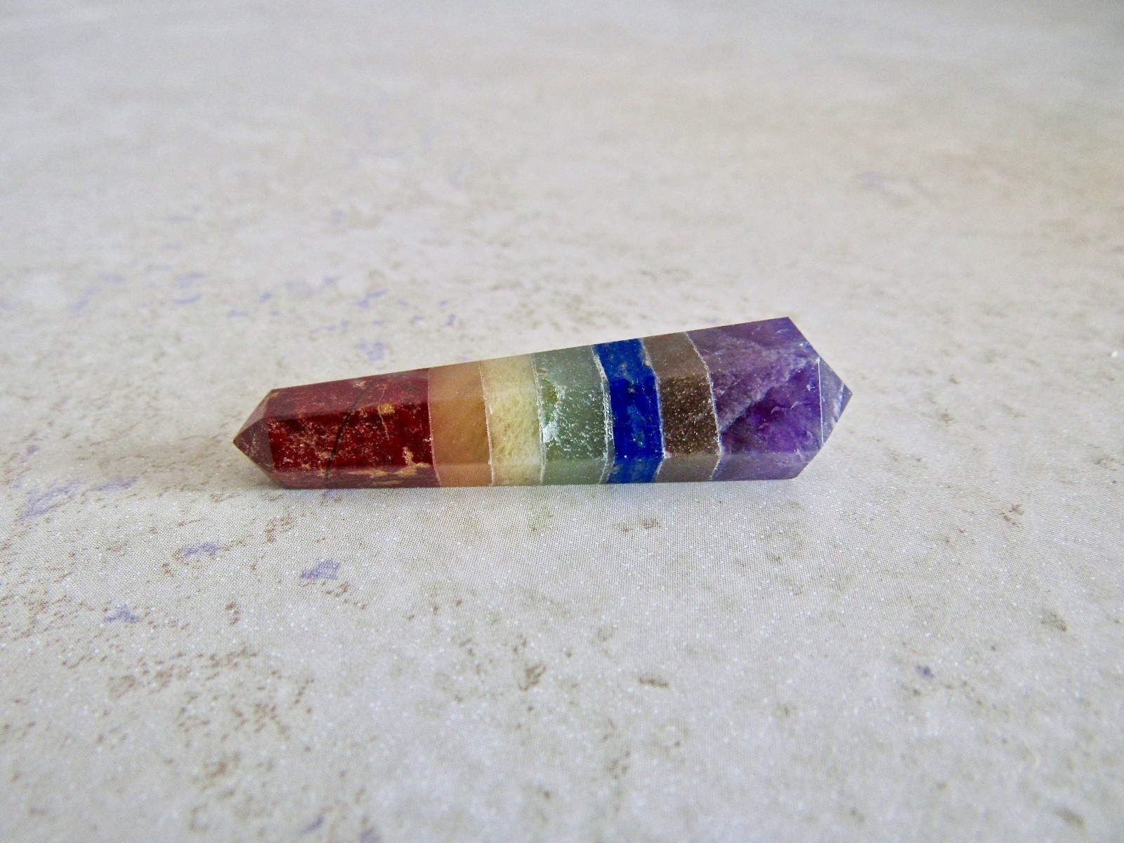 7 Chakra Stone Double Point Healing Crystal Quartz Natural Gemstone Wand Reiki E