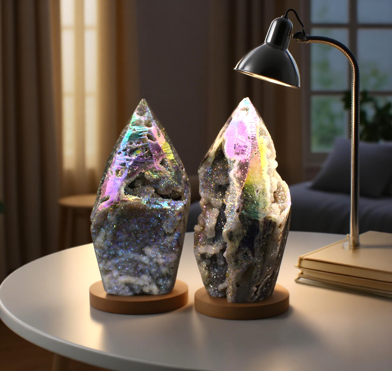 Rainbow Angel Aura Sphalerite Flame Tower Point Healing Crystal Mineral Specimen