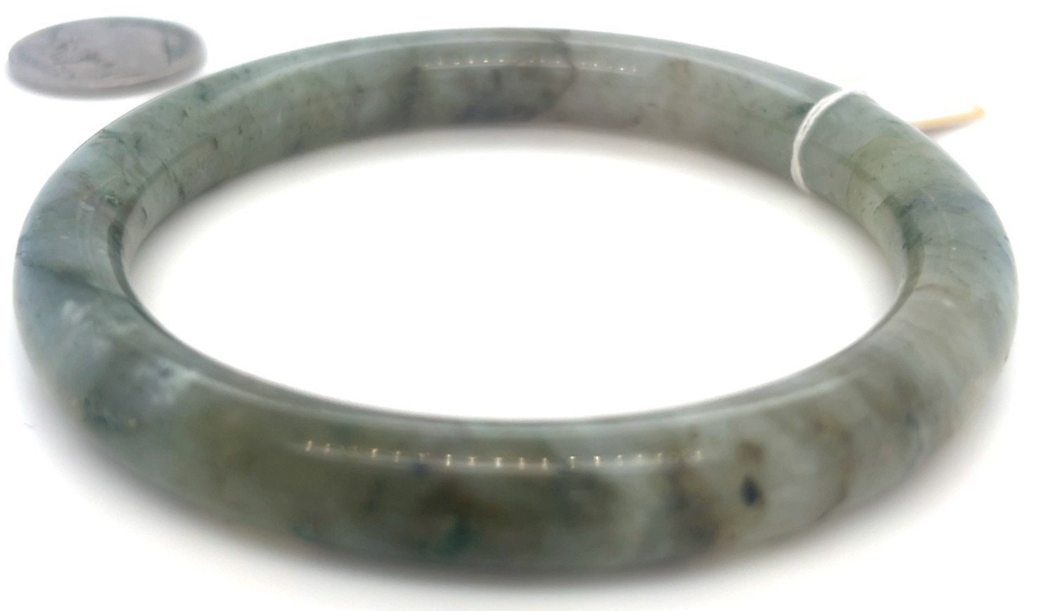 “Type A Burmese Jadeite Bangle Earthy Icy Green Full Moon 61mm”