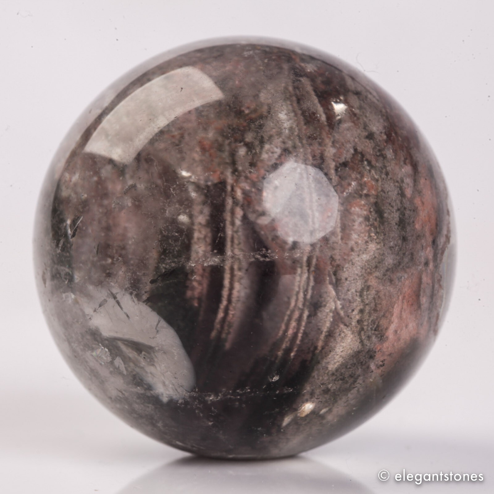 56g34mm Natural Garden/Phantom/Ghost/Lodolite Quartz Crystal Sphere Healing Ball