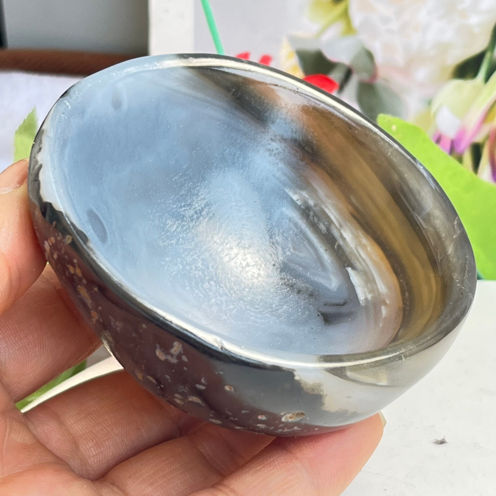 184 TOP Rare Natural Agate ashtray Polished Coin Dish Madagascar MD4