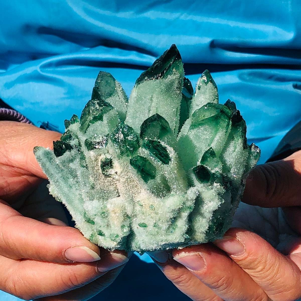 4Pcs 3.89LB New find green Phantom Quartz Crystal Cluster mineral samples heals