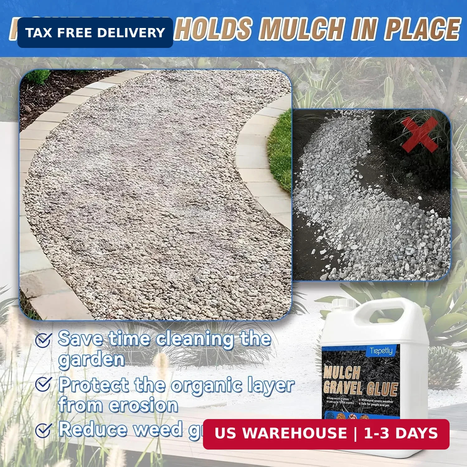 64Oz Rock and Gravel Glue, Heavy Duty Landscape Gravel Glue, Professional Mulch