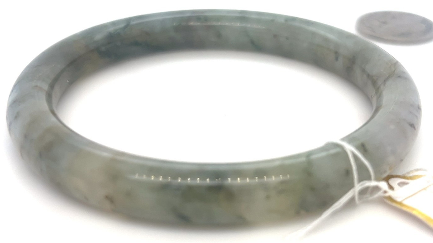 “Type A Burmese Jadeite Bangle Earthy Icy Green Full Moon 61mm”