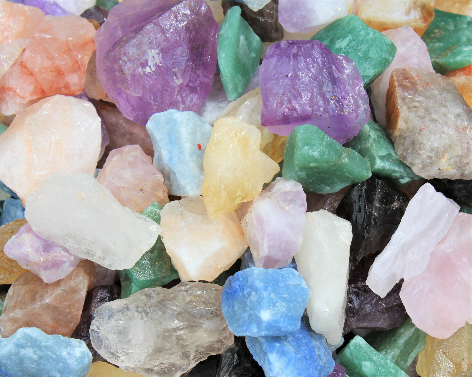 Mixed Quartz Crystal Set: 8 Different Natural Rough Quartz Stones (Bulk Lot)