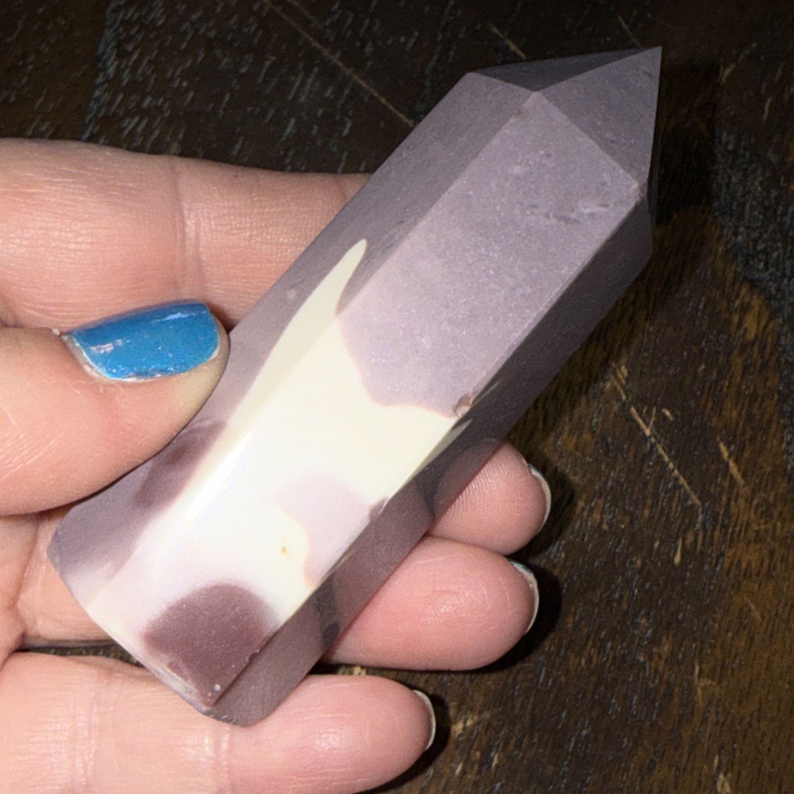 Mookaite Jasper Tower Point Crystal 3 1/10 inches tall, 77g