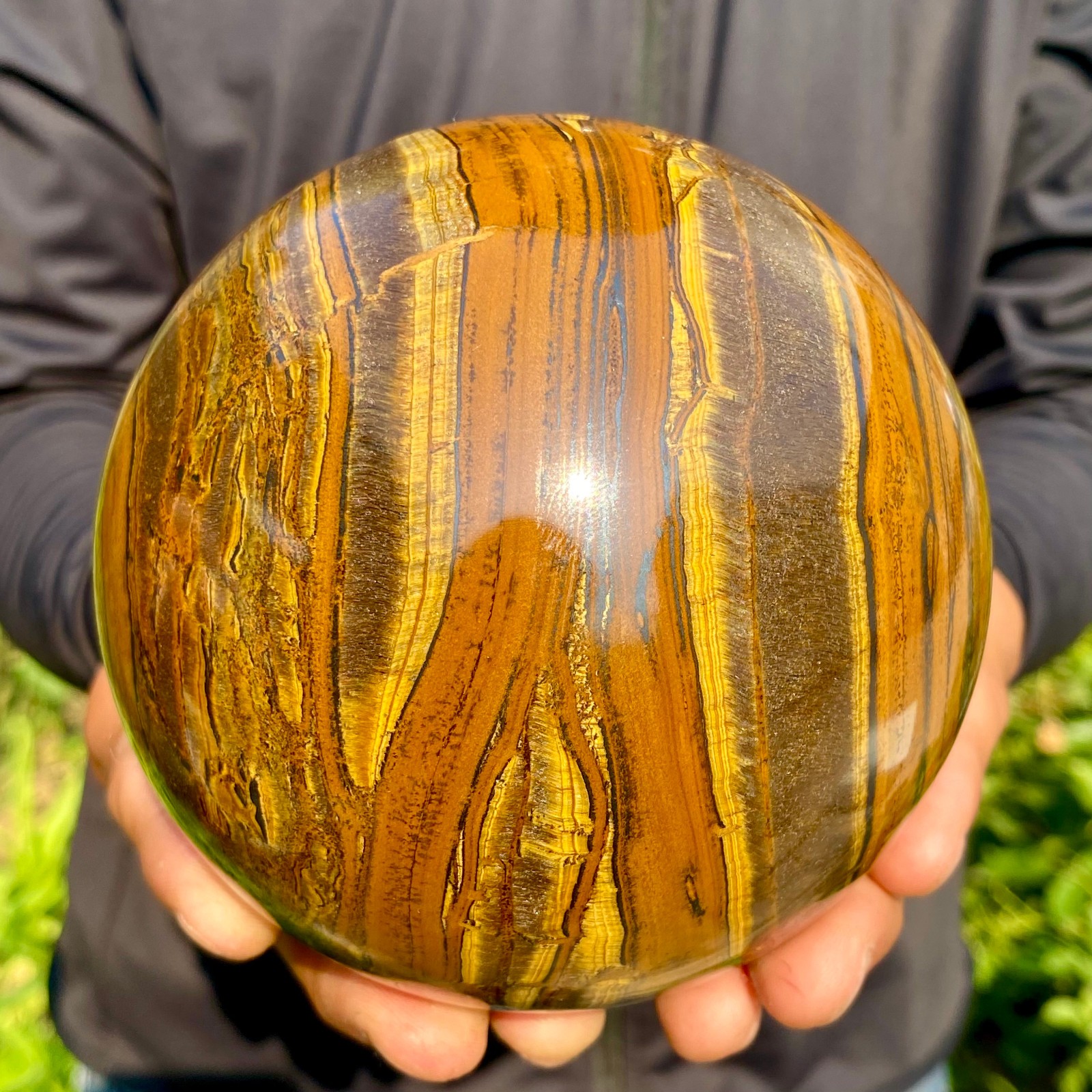 4.76LB Large Natural Tiger Eye Stone Crystal Ball Quartz Healing Sphere Décor