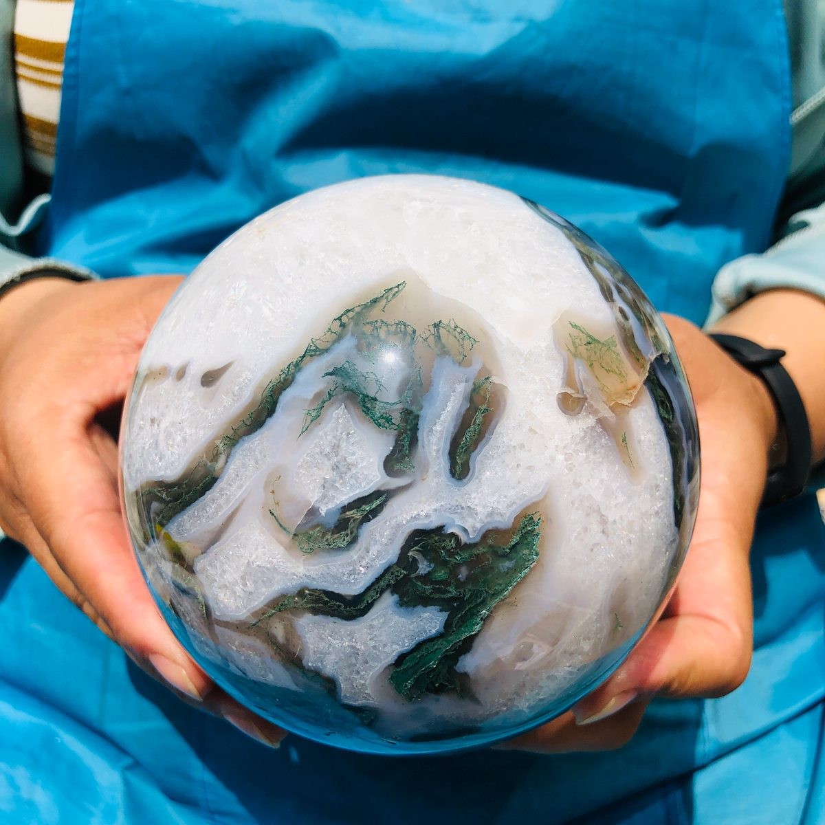 2 pieces 3730g Natural aquatic Agate Ball Quartz Crystal Sphere Healing 2082