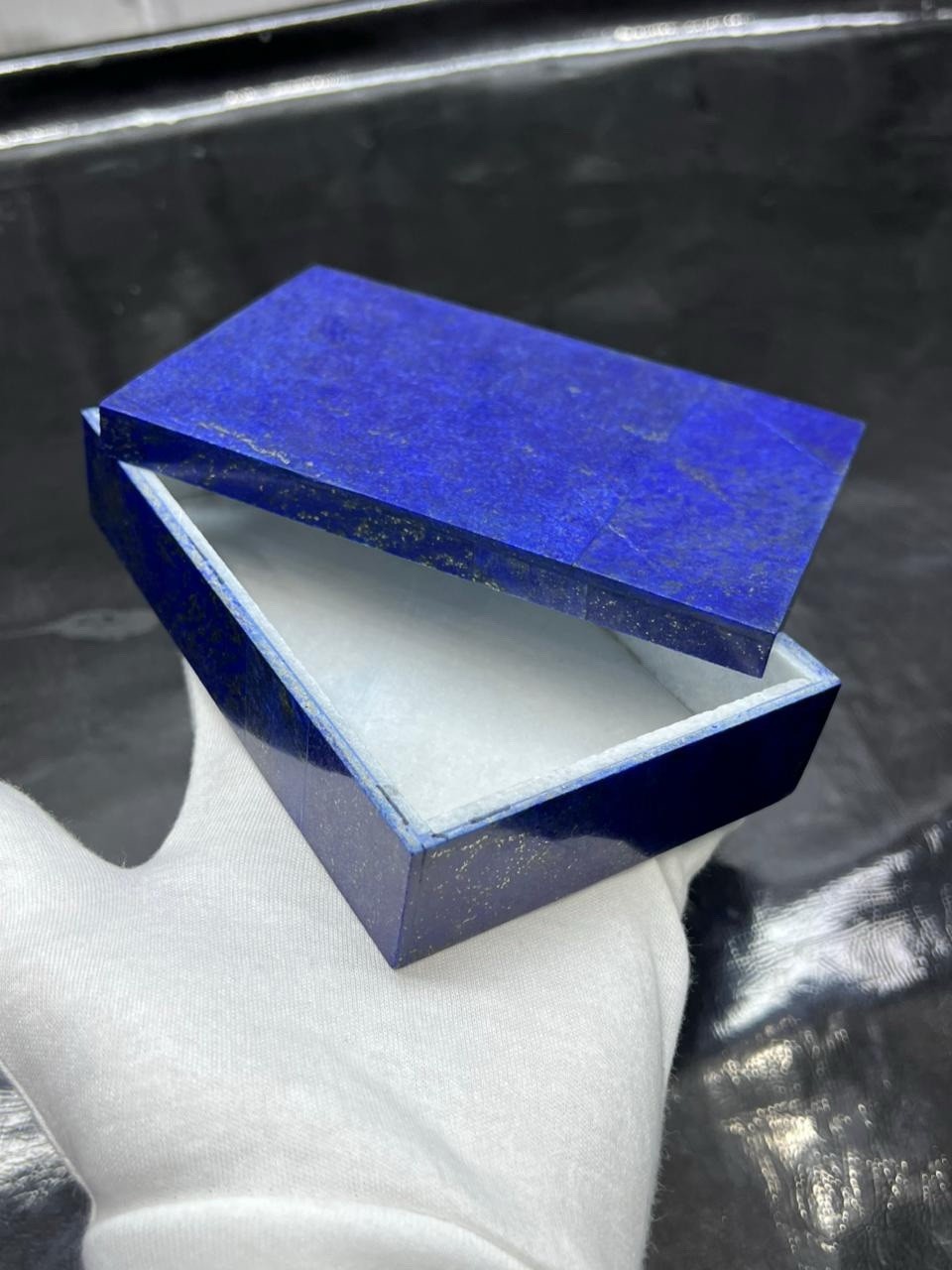 Natural lapis lazuli jewelry box set slightly coloured to enhance beauty