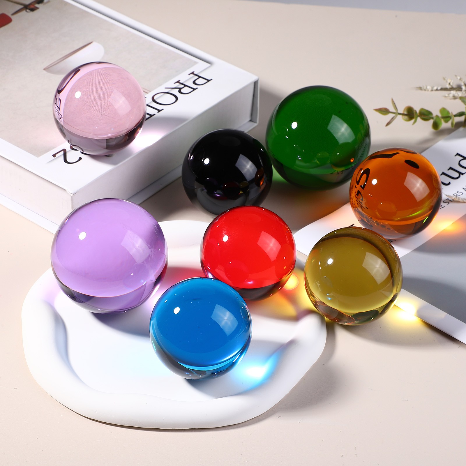 Round Crystal Sphere 60mm 2.4″ Decorative Sphere Crystal Ball Gold