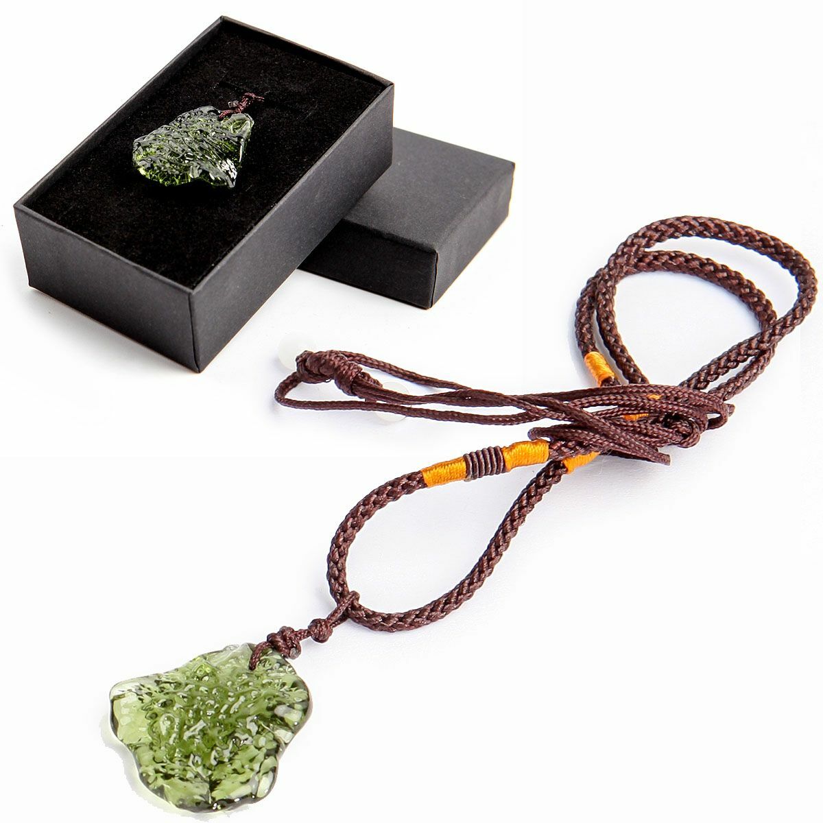 Natural Moldavite Green Aerolites Crystal Stone Pendant Energy Unique Necklace