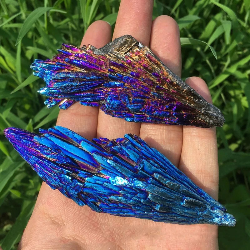 Natural Quartz Crystal Rainbow Titanium Cluster Mineral Specimen Healing Gifts