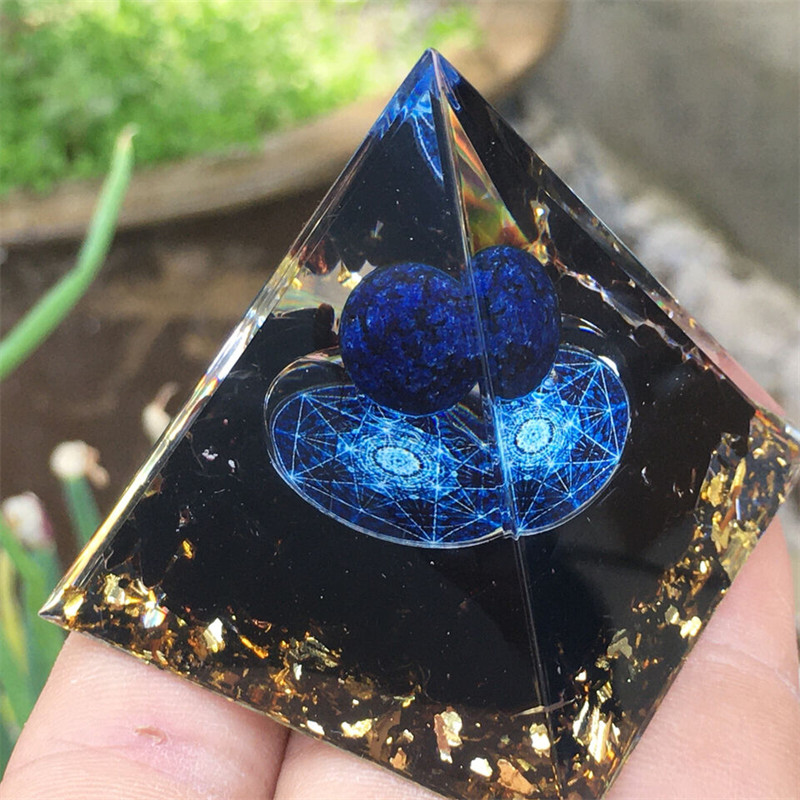 Reiki Energy Healing Large Chakra Orgone Orgonite Obsidian Crystal Pyramid