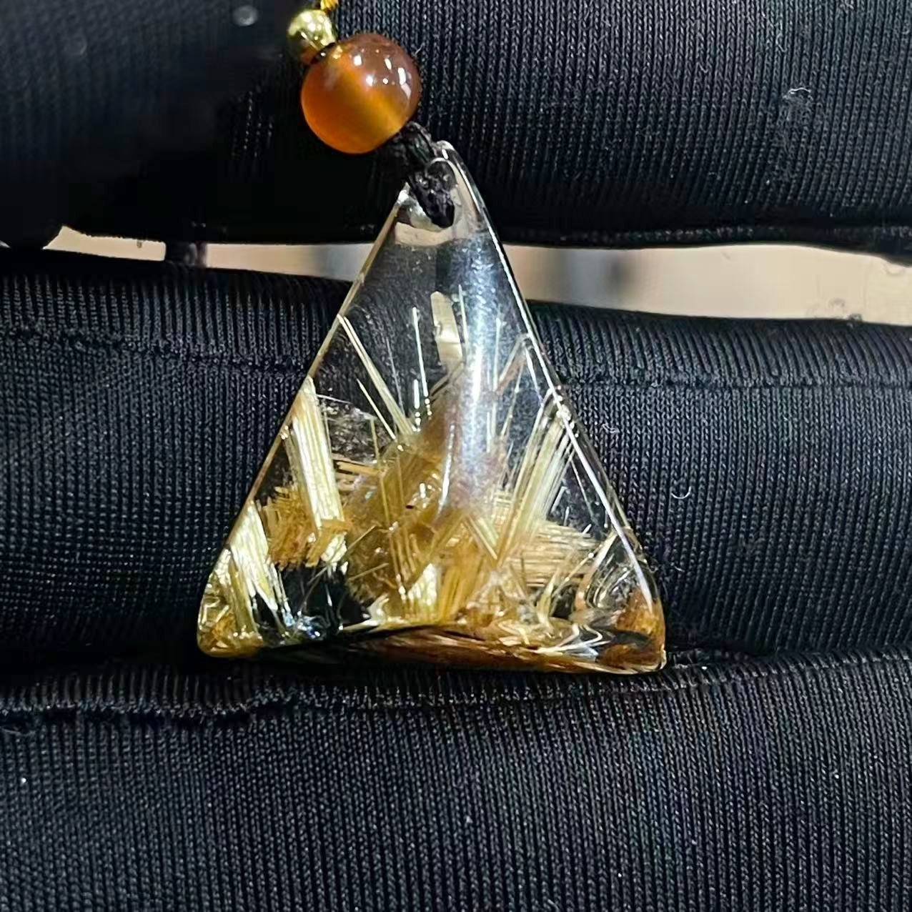9.0g Natural Gold Hair Rutilated Quartz Crystal Pendant Reiki Healing Gift