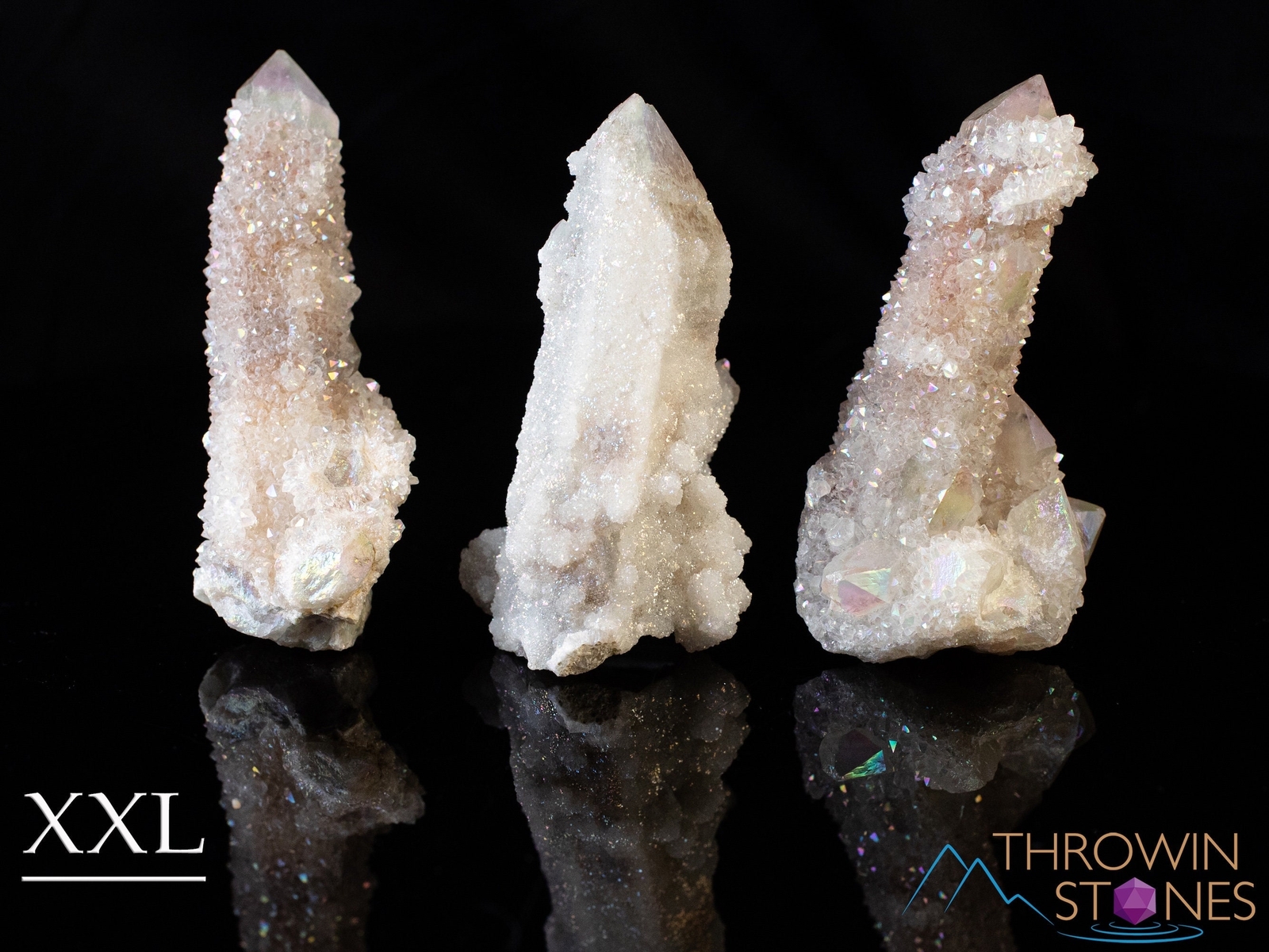 White ANGEL AURA QUARTZ Crystal Point, Rainbow Spirit Quartz Crystal Decor E2006