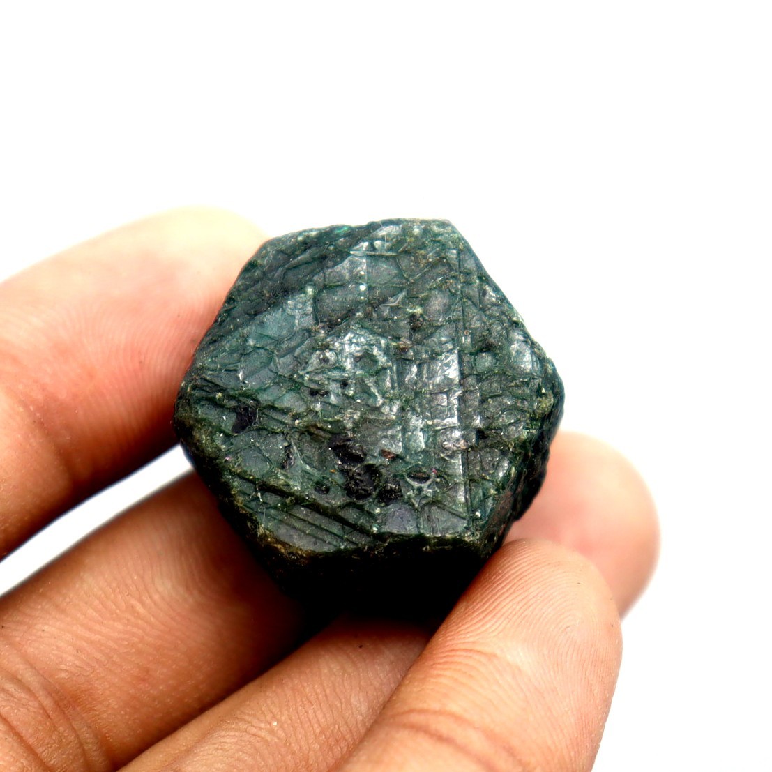Colombia Green Emerald Rough Certified Loose Gemstone Hexagon Shape 123 Ct