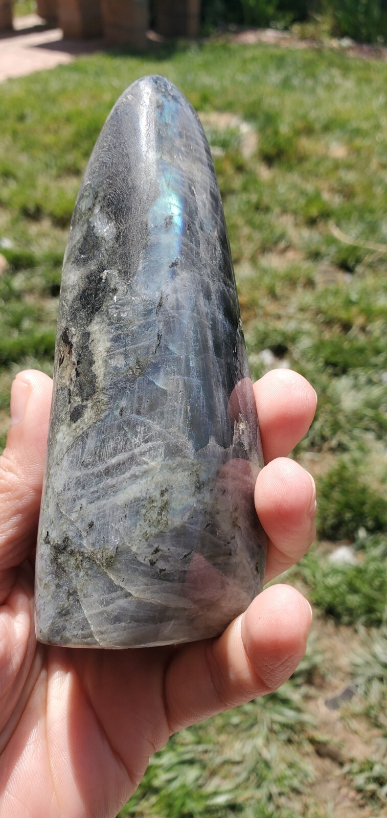 Labradorite Freeform Crystal, Yellow Flashes Decor 390g