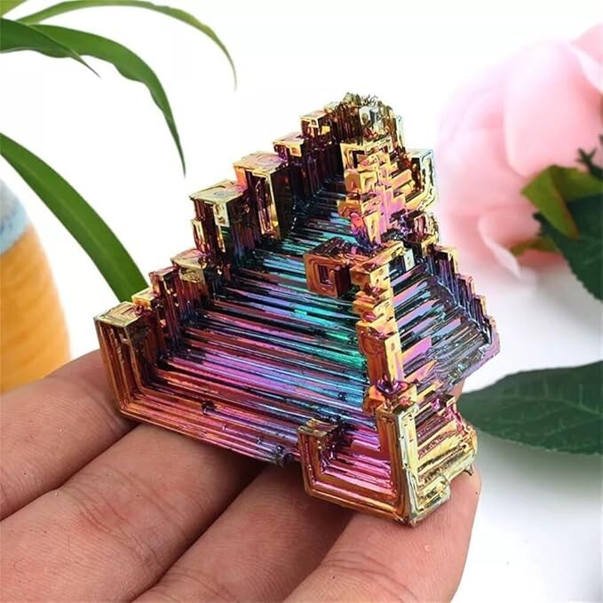 Rainbow Aura Pyramid Titanium Bismuth Ore Gemstone Cluster Reiki Gemstone Gifts