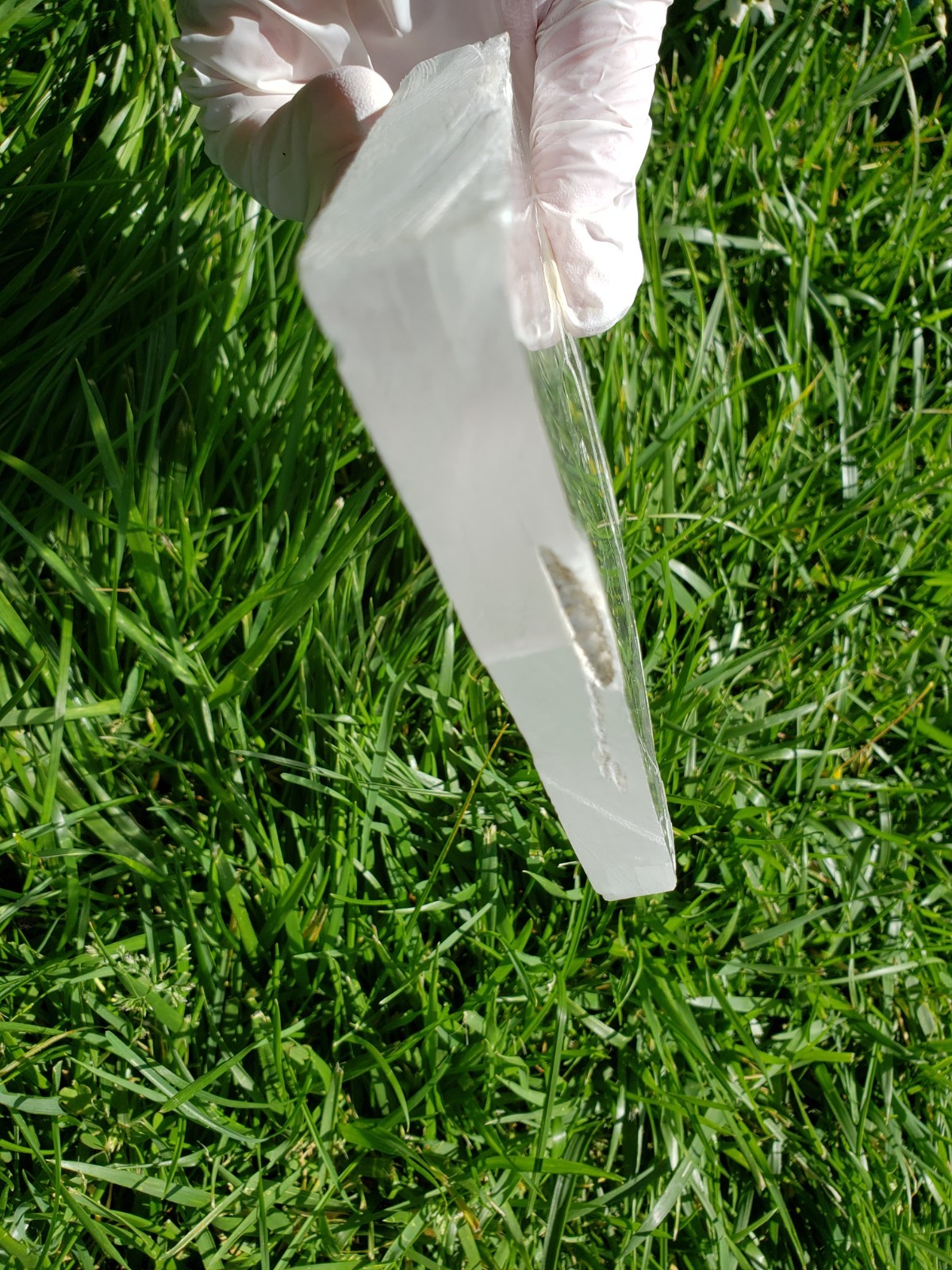 7″ HIGH QUALITY Raw Natural Clear Transparent Selenite Slab Slice Plate, 651g