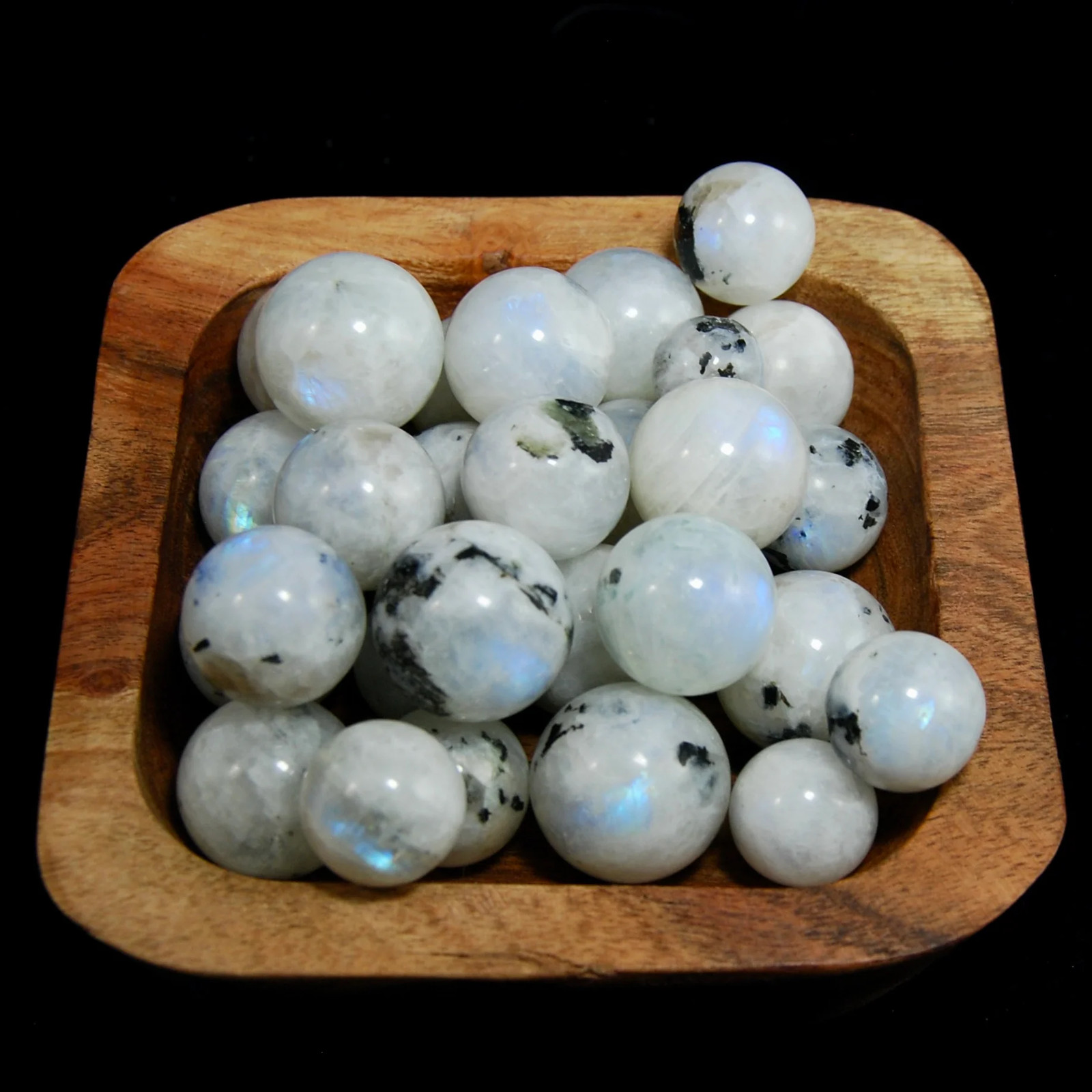 ONE Mini Rainbow Moonstone Crystal Sphere, GUARANTEED Blue Flash, 15mm 20mm 25mm