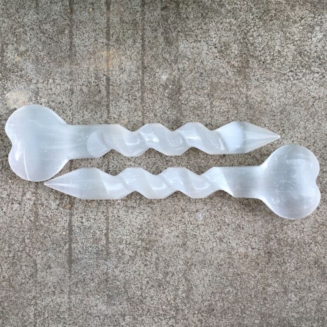 1PC Selenite Heart Spiral Sword Quartz Crystal Mineral Reiki Energy healing 90g+