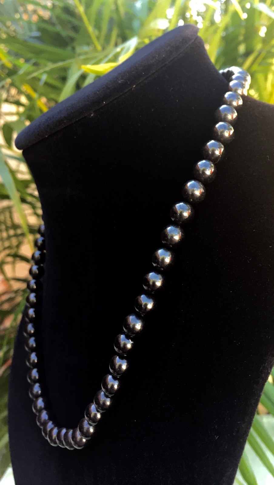 8mm Elite Shungite Necklace Noble Shungite Bead Necklace Chain Karelia Reiki.