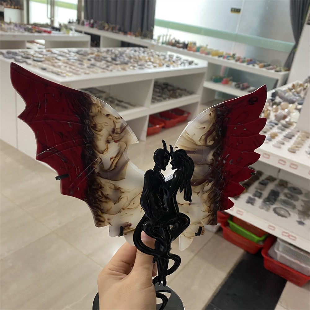 1.2LB 9.4″ Red Agate Butterfly Statue Crystal Reiki Carving Quartz Heal Decor