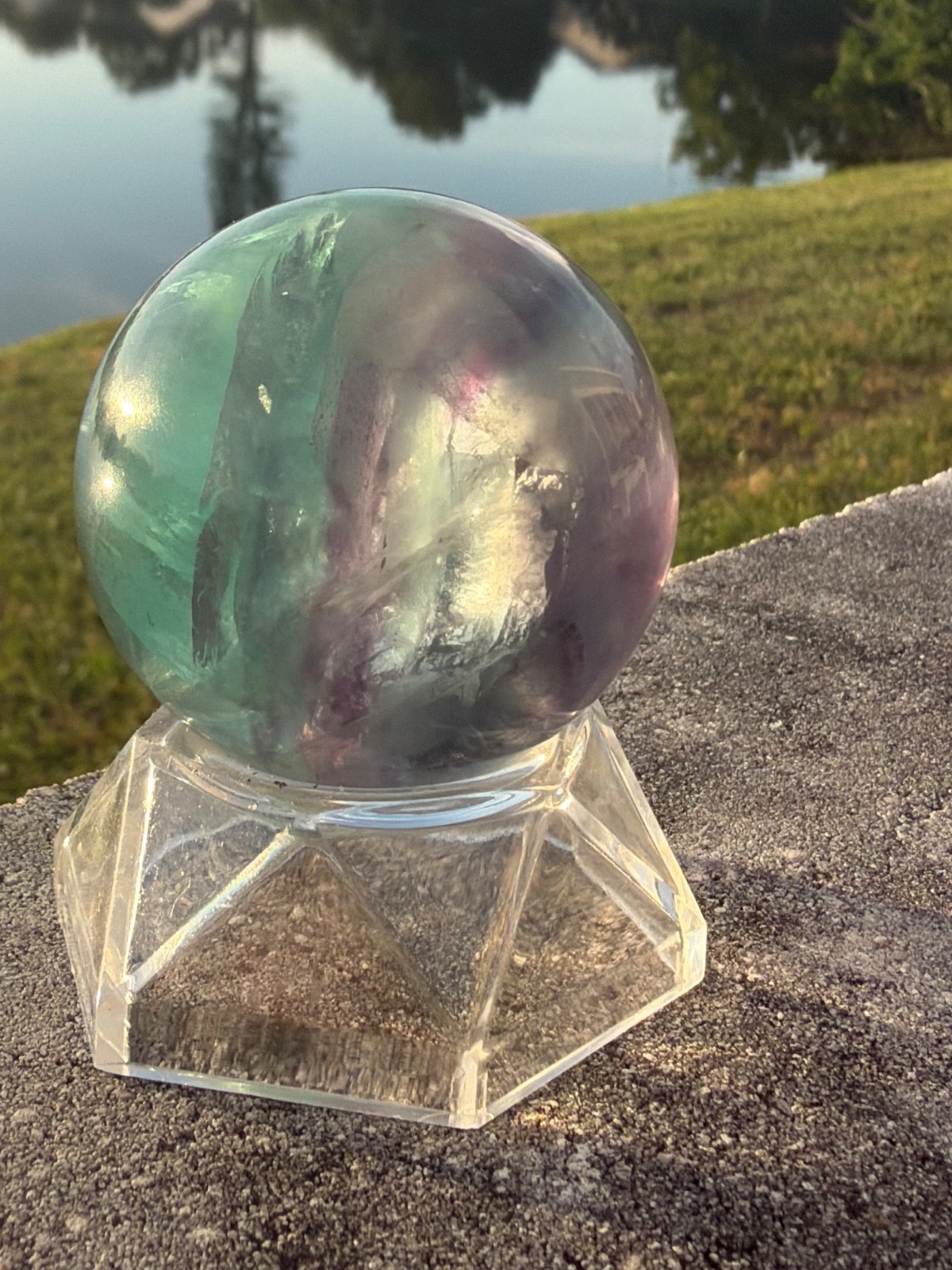 Natural Fluorite Sphere Crystal 50 mm Grade AA 205 grams