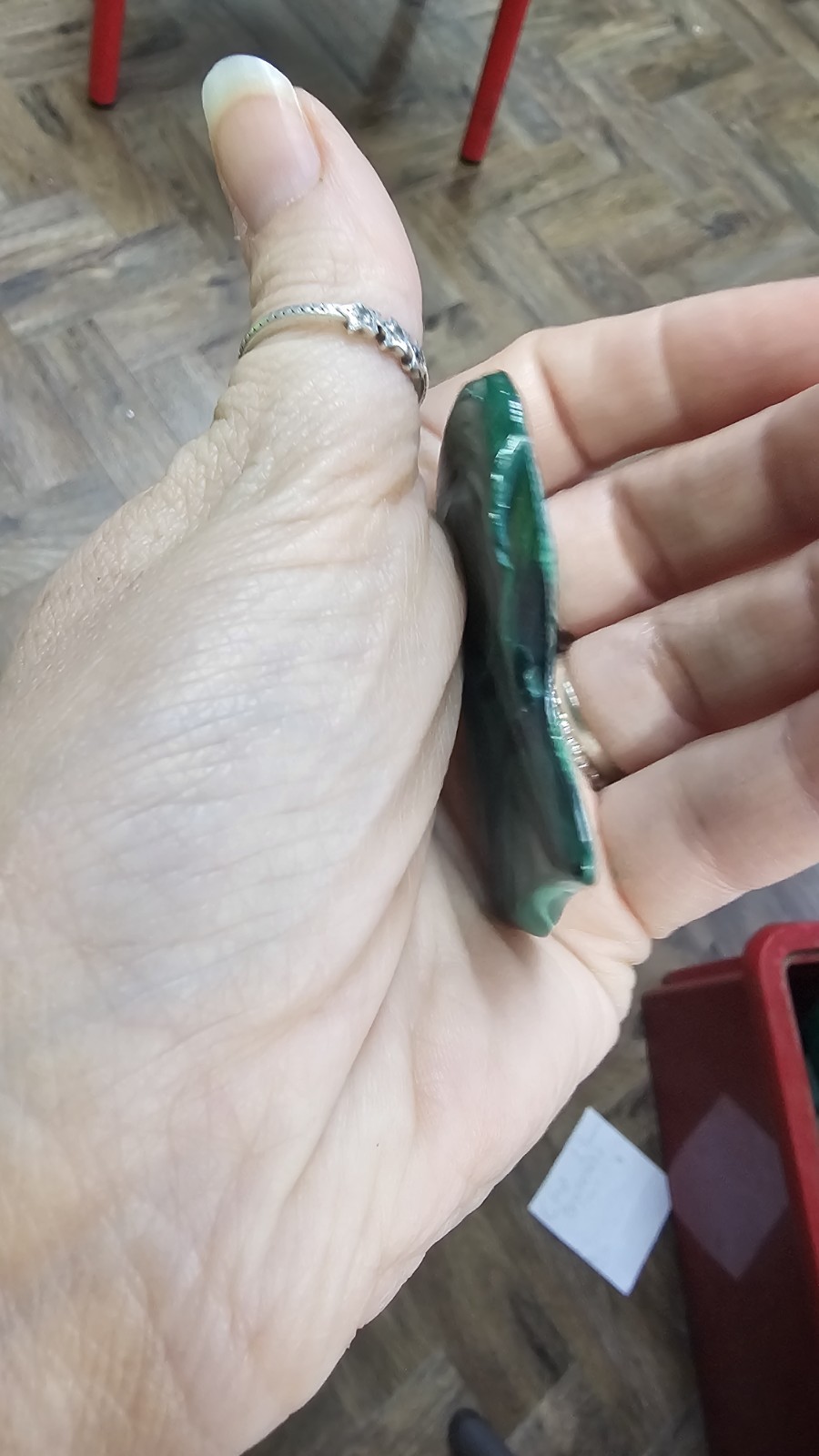 High Quality large Malachite crystal slice slab palm 24g 5.5cm