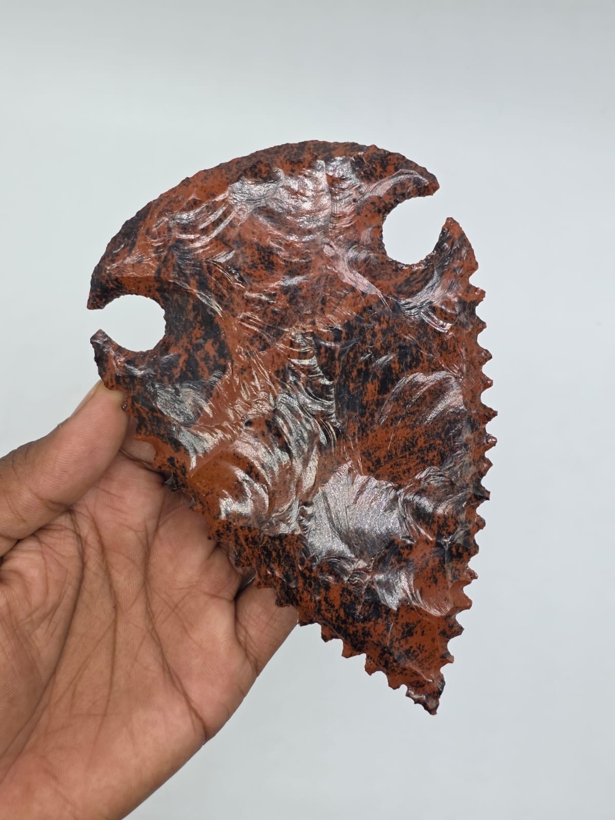 Mahogany Obsidian Crystal Arrowhead 6×4” | Handmade Natural Stone Gemstone Decor