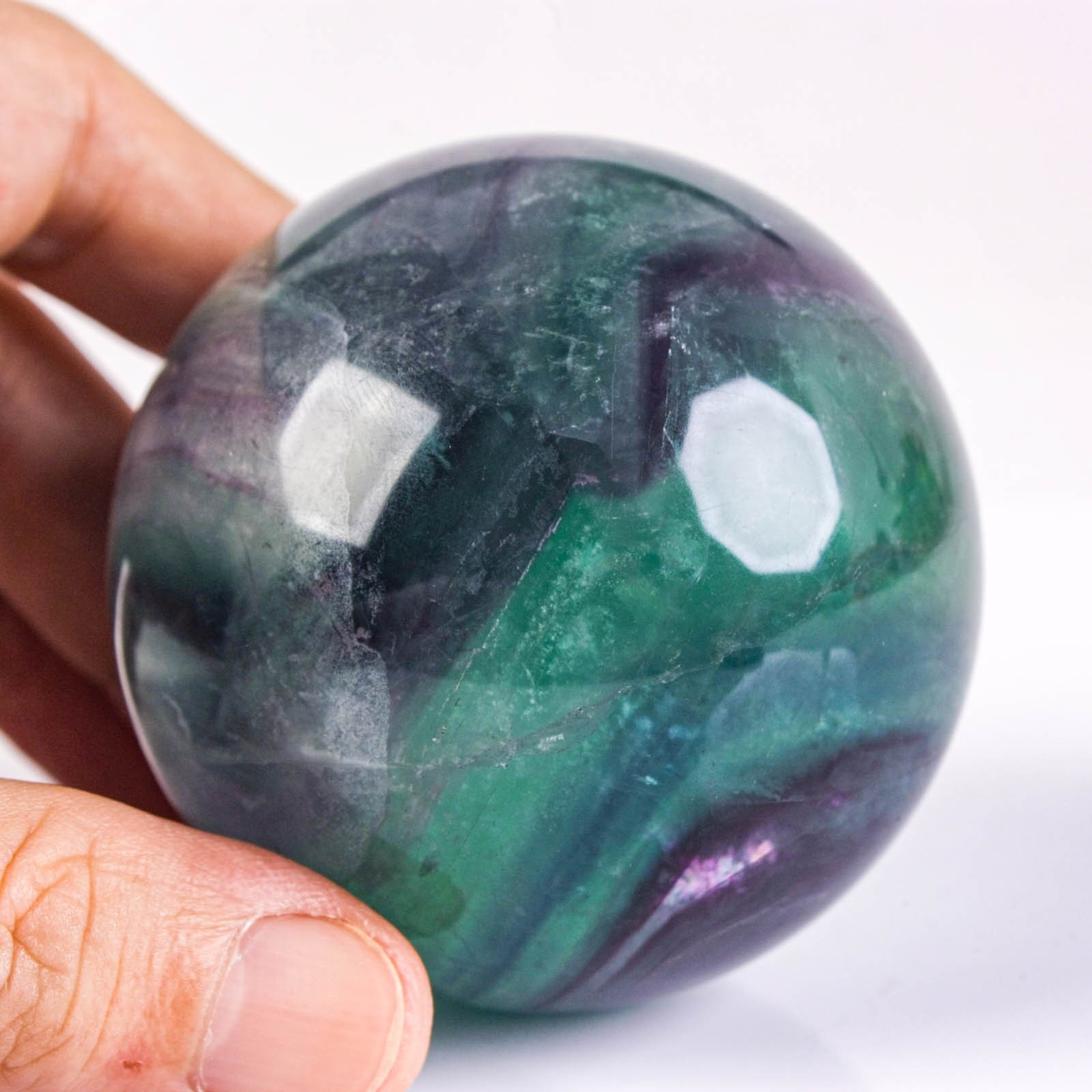 2.5″ 14.6oz Rainbow Fluorite Sphere Crystal Ball Natural Banded Mineral Specimen