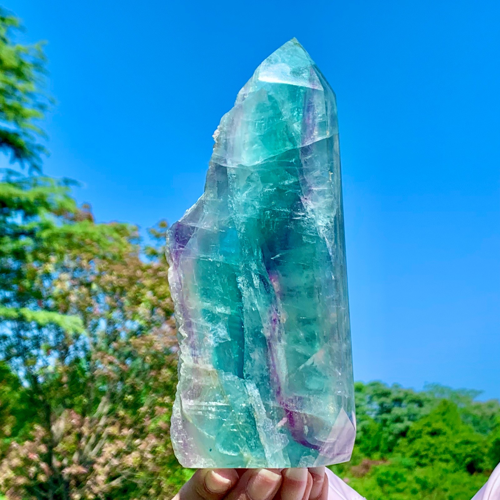 1.92LB Rare Natural Fluorite Quartz Crystal Freeform Mineral Specimen Healing