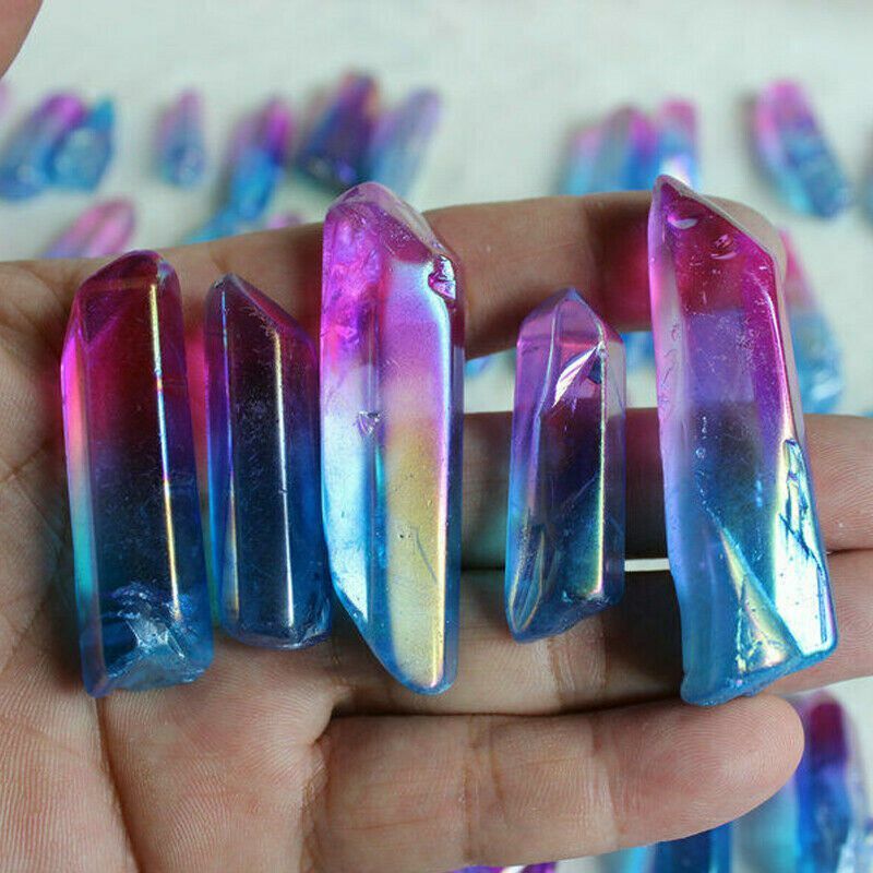 Crystal Quartz Rainbow 4-5cm Titanium Lemurian Healing Stone Aura Fluorite