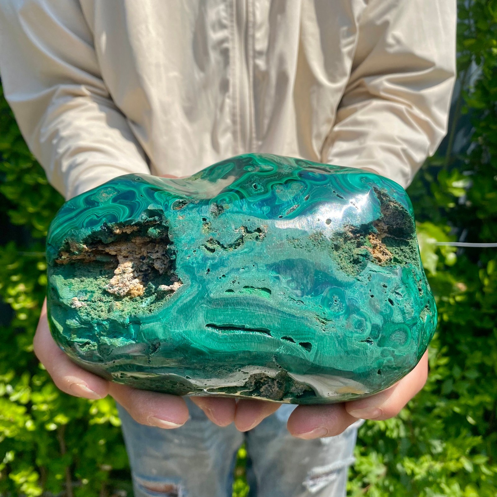 4.6LB Natural glossy Malachite transparent cluster rough mineral sample