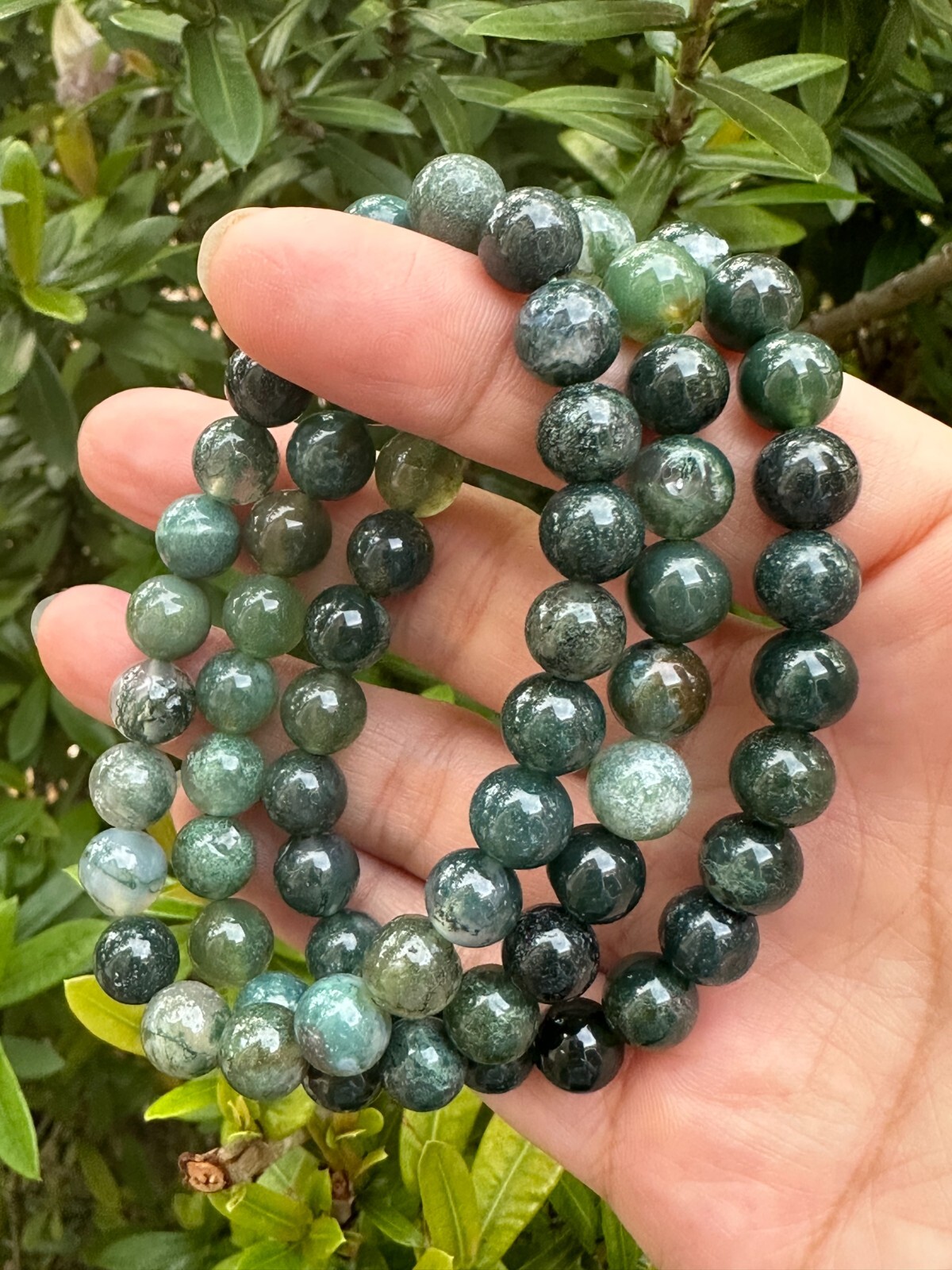 Grade A++ Moss Agate Crystal Bead Bracelet 8mm, Protective Stone, Wholesale Lot