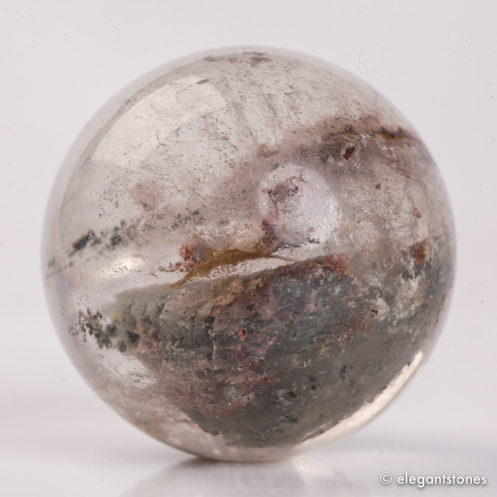 52g33mm Natural Garden/Phantom/Ghost/Lodolite Quartz Crystal Sphere Healing Ball