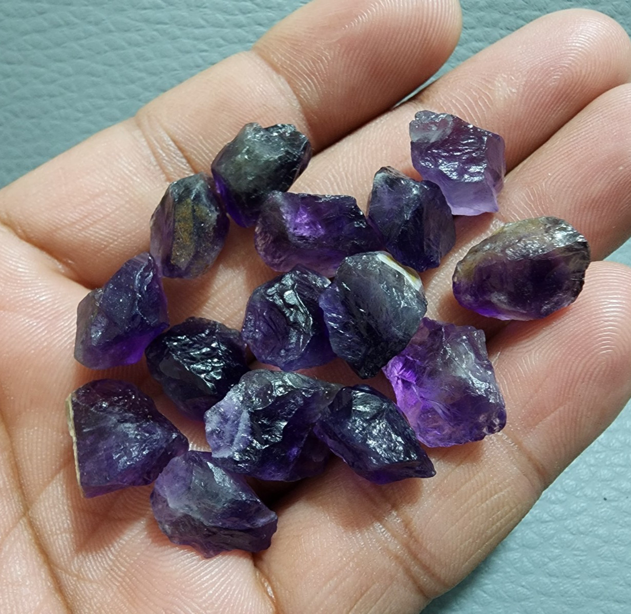 15 Pcs Attractive Purple Amethyst Rough Gemstone Raw Size 13-15 MM Crystal Stone