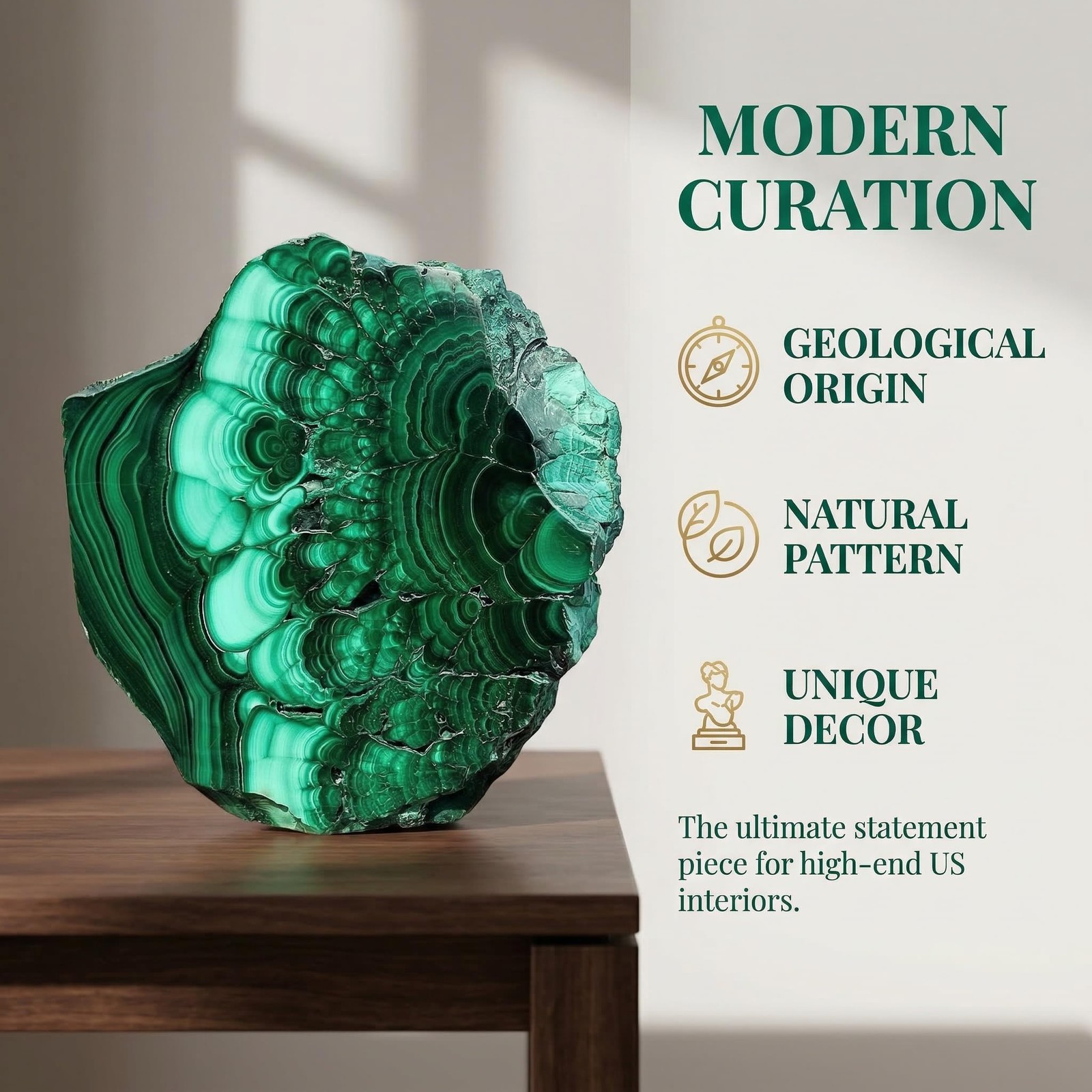 CrystalHola 1Pc Natural Malachite Slices,50-100g Small Size 50-100g, Green