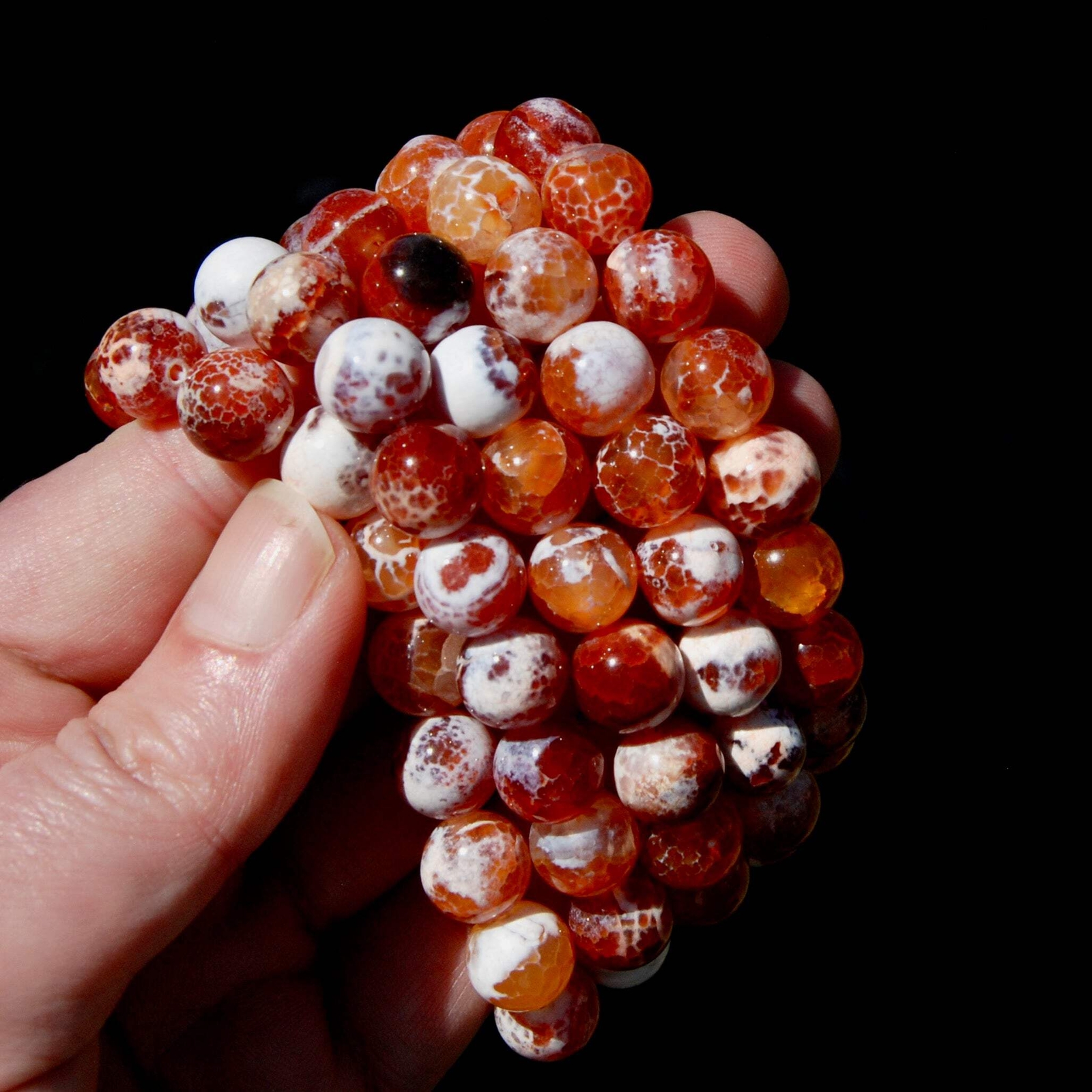 Mexican Fire Agate Crystal Bracelet, 10mm Beads