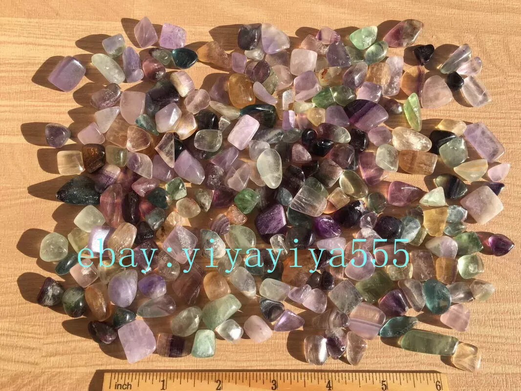 Wholesale 1 lb Tumbled Rainbow Fluorite Gemstone Crystals Gem Chips Crafts DIY
