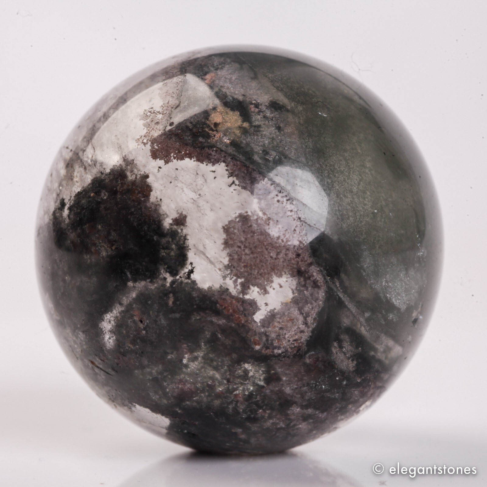 61g35mm Natural Garden/Phantom/Ghost/Lodolite Quartz Crystal Sphere Healing Ball