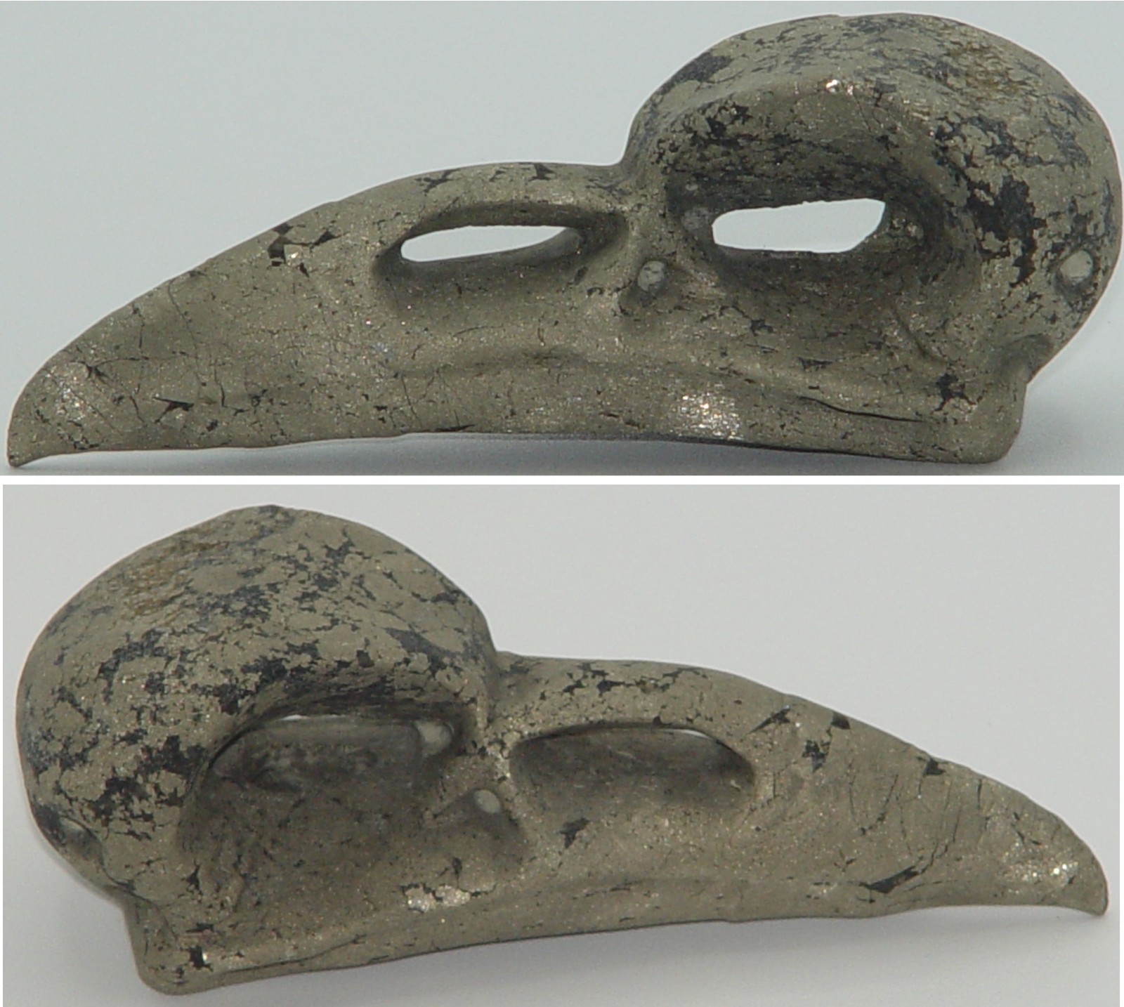 Pyrite Raven Skull Carving | Natural Iron Pyrite Crow Skull | Gothic Decor (07)