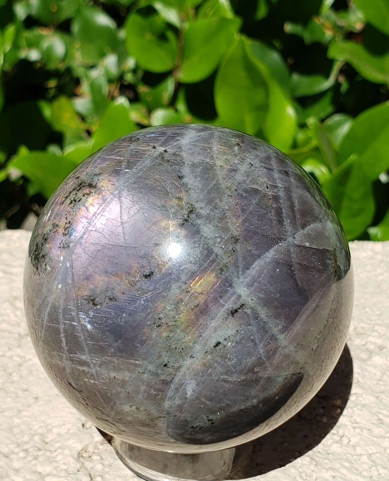 2.6″ Labradorite Mineral Crystal Iridescence Sphere Ball Orb Flash, 421g