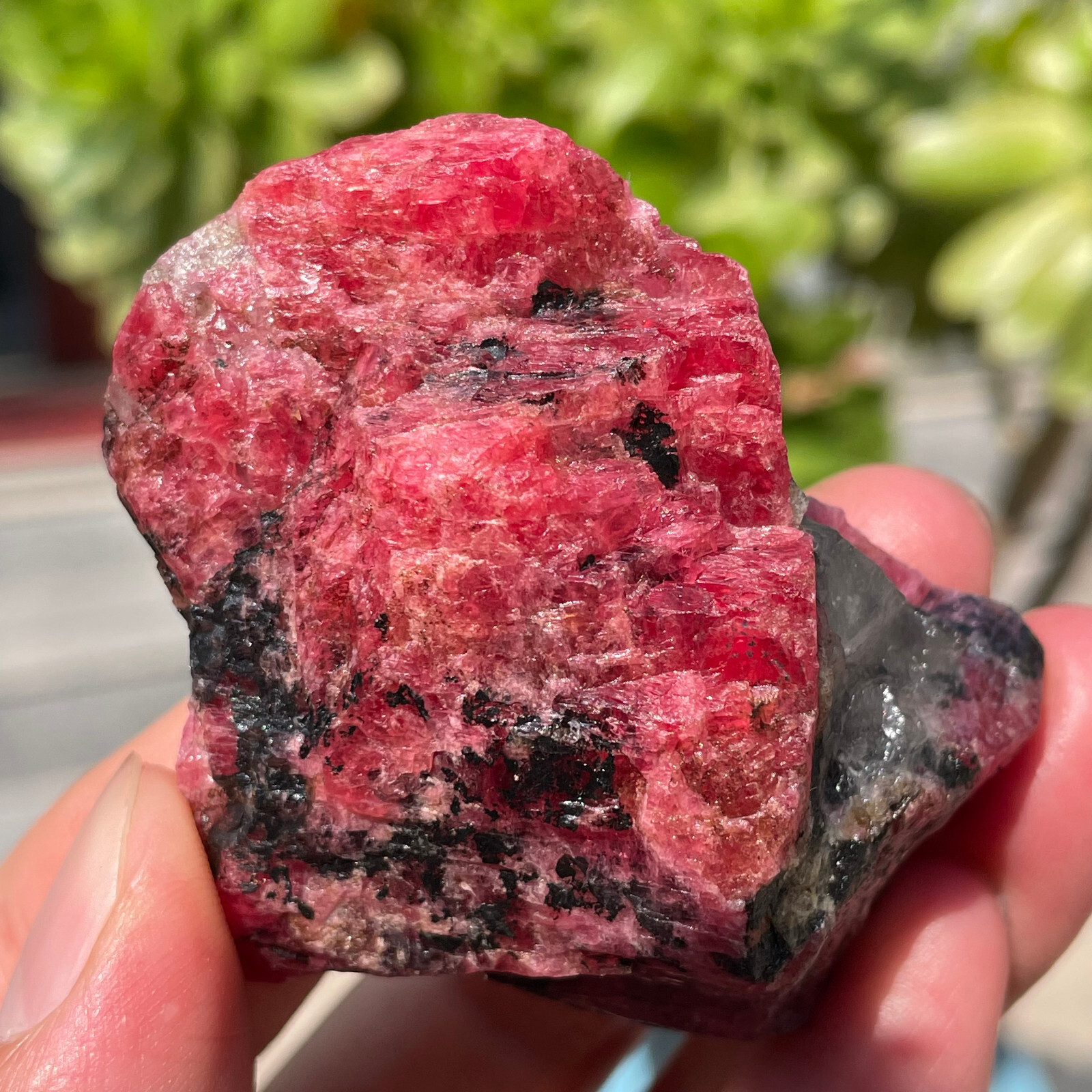91g Small Rough Stone Natural Red Black Rhodonite Quartz Crystal Specimen