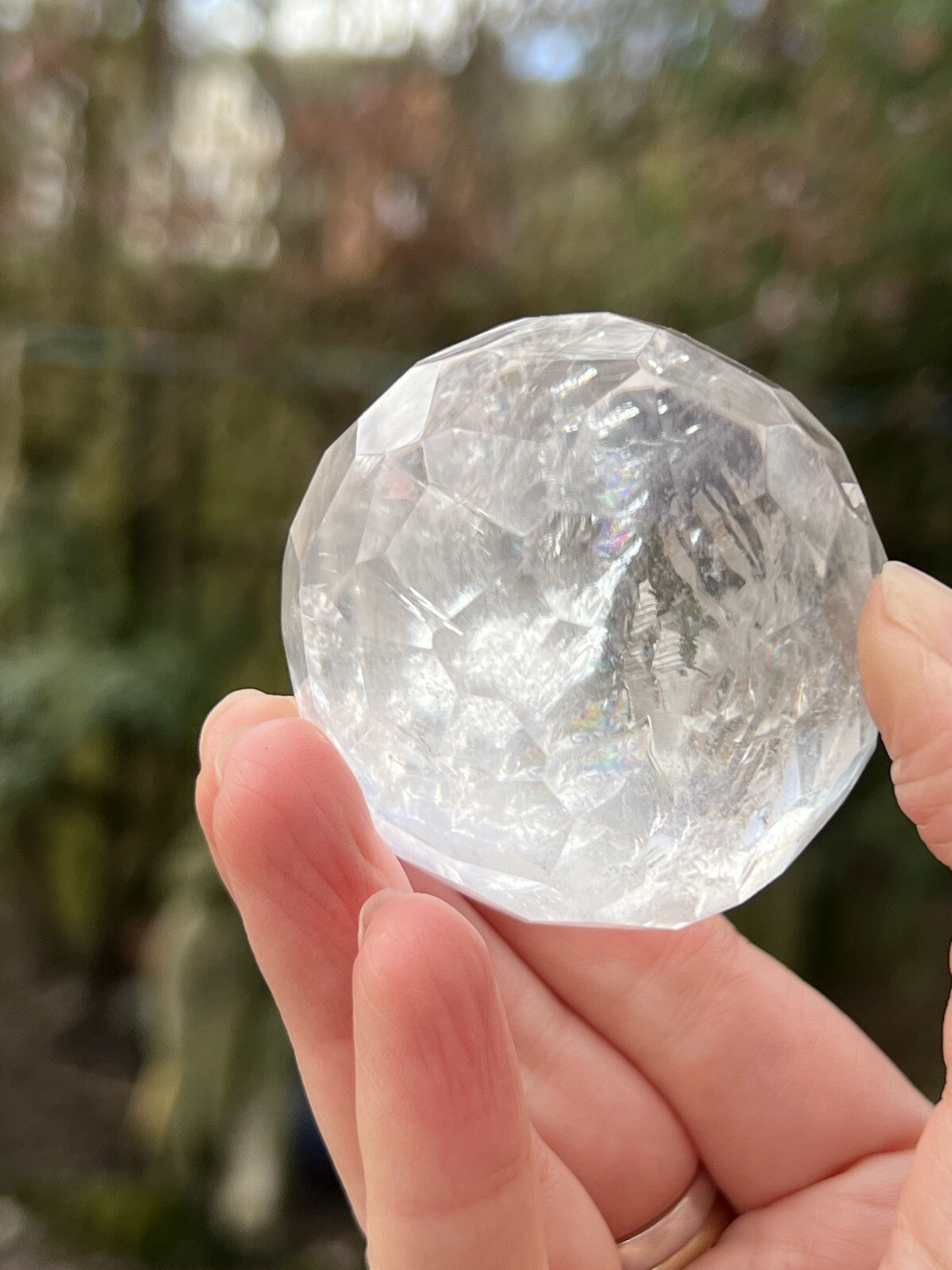 Clear Quartz Hand Faceted Large Crystal Ball AAA+ 47mm Diameter Freestanding 19