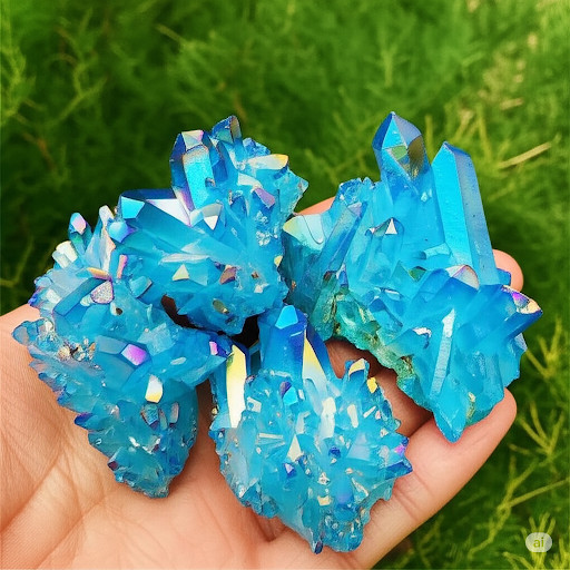 Angel Aura Blue Crystal Quartz Cluster Mineral Specimen Reiki Healing Decoration