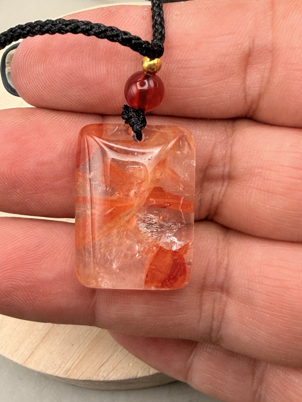 Red Fire Quartz Adjustable Rope Necklace Natural Crystal Gemstone Reiki Chakra